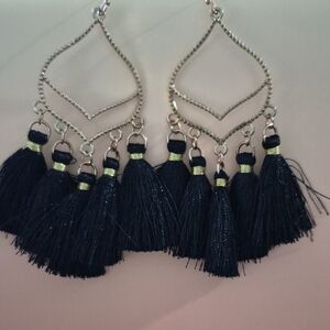 Elegant Black Tassel Earrings